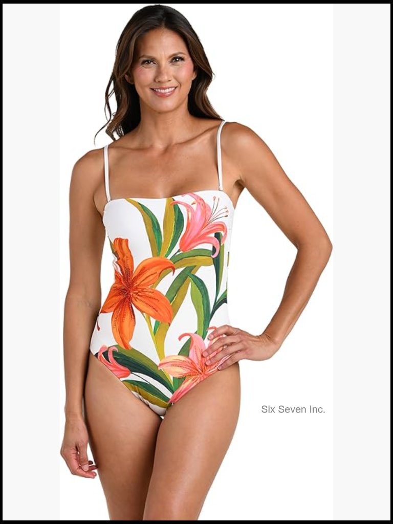 One Piece Swimsuit Bandeau Tummy Control With Removable Straps
